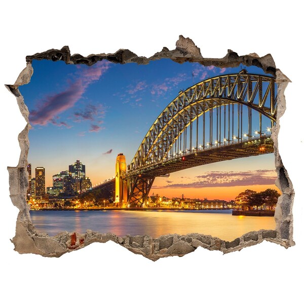 Hole in the wall decal Sydney Bridge at sunset