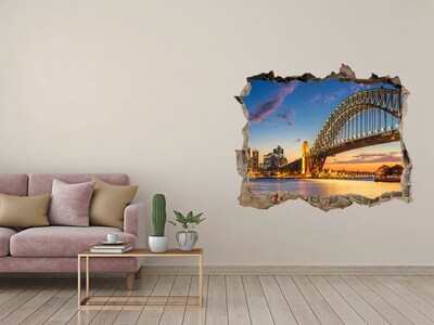 Hole in the wall decal Sydney Bridge at sunset