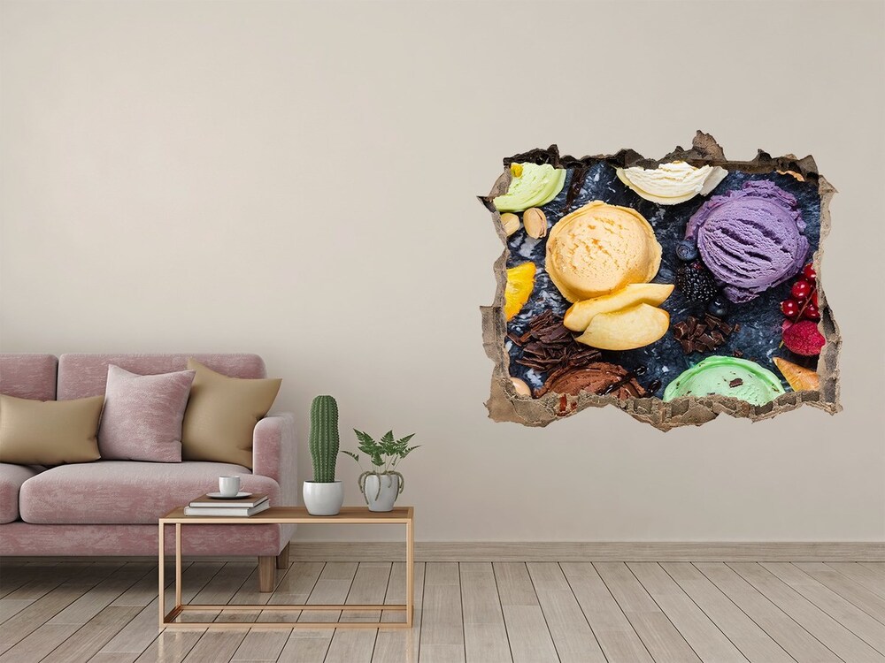 Hole in the wall sticker Colorful ice cream