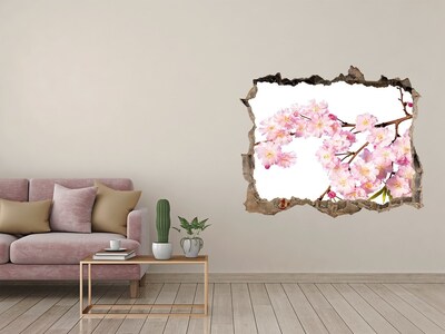 Hole wall sticker Blossom cherry tree in a hole in the wall