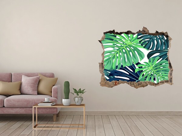 Hole in the wall decal Tropical leaves