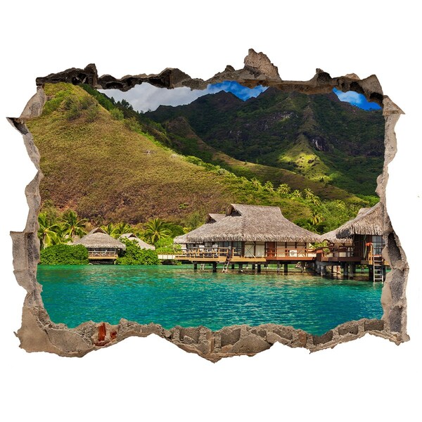 Hole in the wall decal A tropical oasis among the mountains