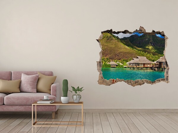 Hole in the wall decal A tropical oasis among the mountains