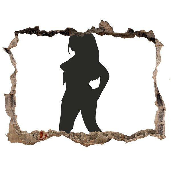 Hole in the wall sticker A hole in the wall with a woman's silhouette