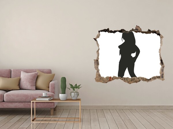 Hole in the wall sticker A hole in the wall with a woman's silhouette