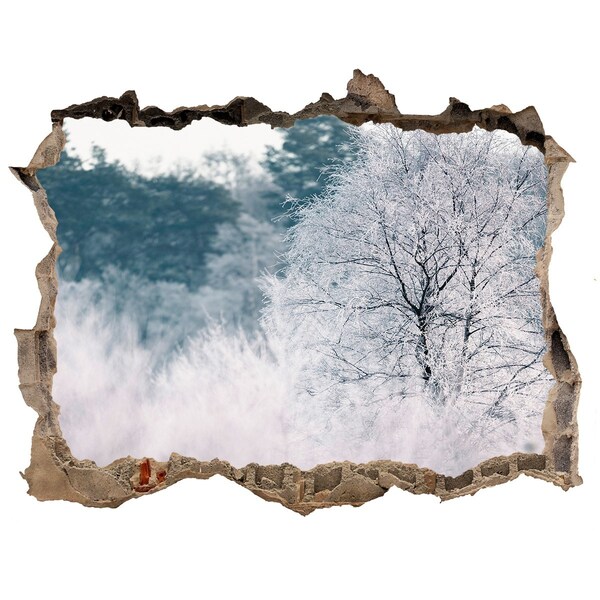 3D wall hole wallpaper Winter trees