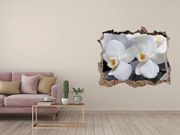 Hole in the wall decal Orchids in concrete