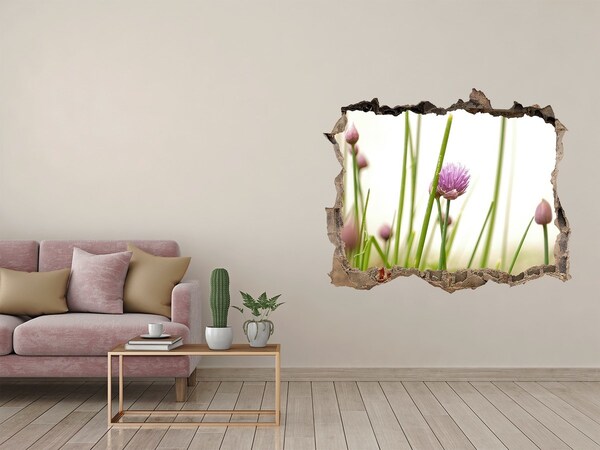 Hole in the wall sticker Flower garden through a hole in the wall