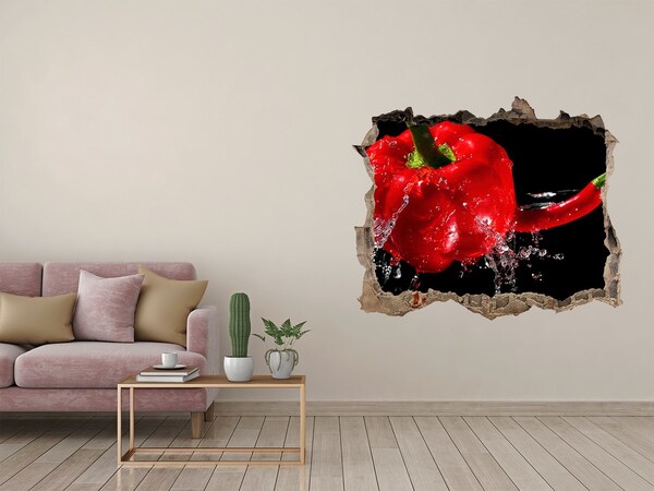 Hole wall sticker Red pepper in action