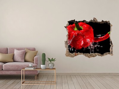 Hole wall sticker Red pepper in action