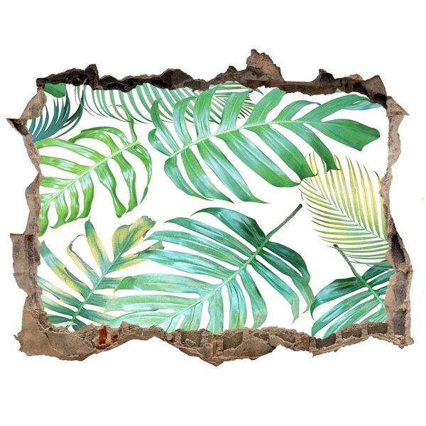 3D wall hole Tropical leaves