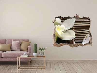 Hole wall sticker A floral oasis among the stones