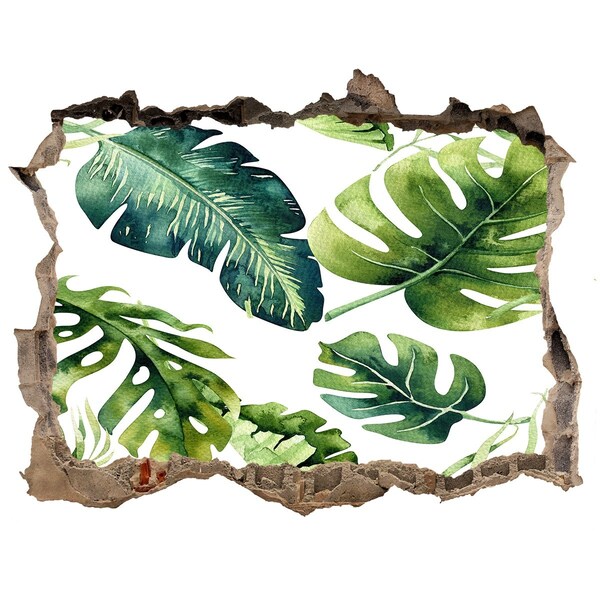 3D wall hole Tropical leaves