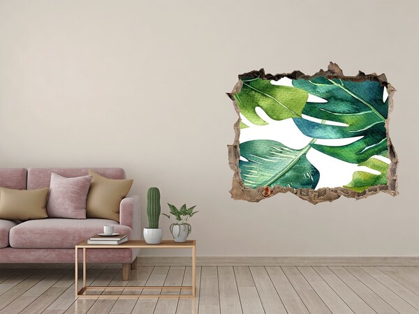 3D wall hole Tropical leaves