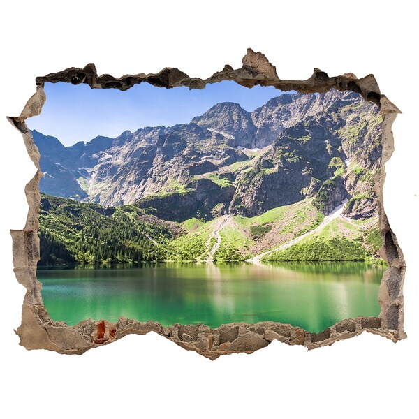 Hole wall sticker Mountain landscape by the lake