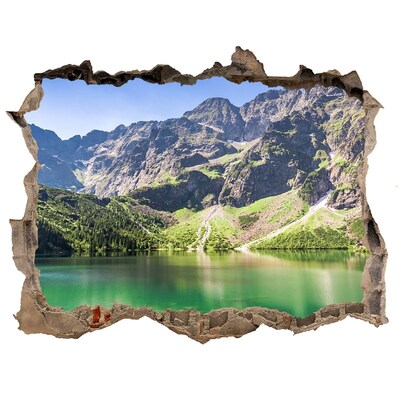 Hole wall sticker Mountain landscape by the lake