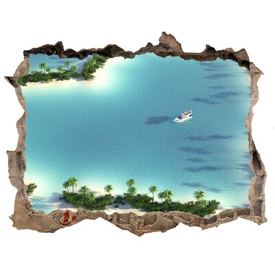 Hole wall sticker A tropical oasis with a sea view