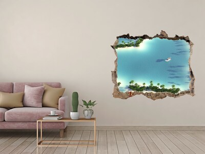 Hole wall sticker A tropical oasis with a sea view