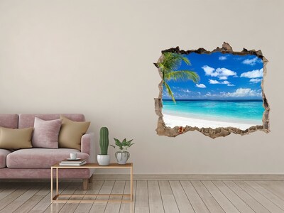 3D wall hole Tropical beach