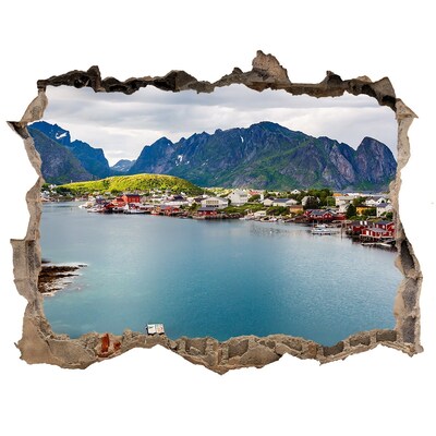 Hole wall sticker A picturesque bay in Norway
