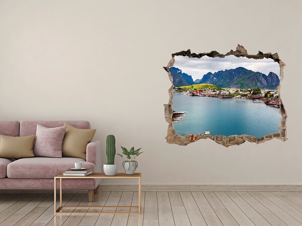 Hole wall sticker A picturesque bay in Norway