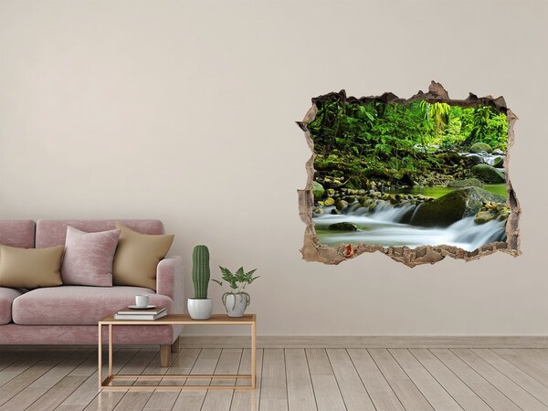 Hole wall sticker Waterfall in the tropical forest