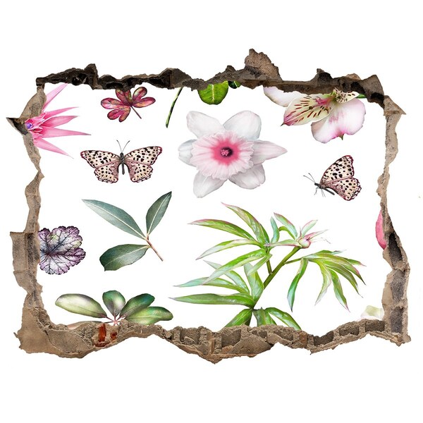 3D wall hole A flower paradise behind the wall