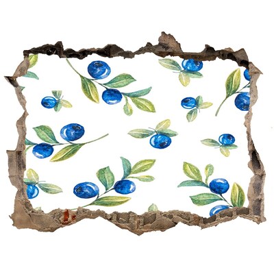 3D wall hole wallpaper Fruits on the wall background