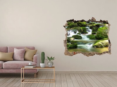 Hole wall sticker Waterfall in the green forest