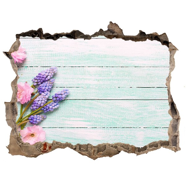 Hole in the wall decal Lavender on wood