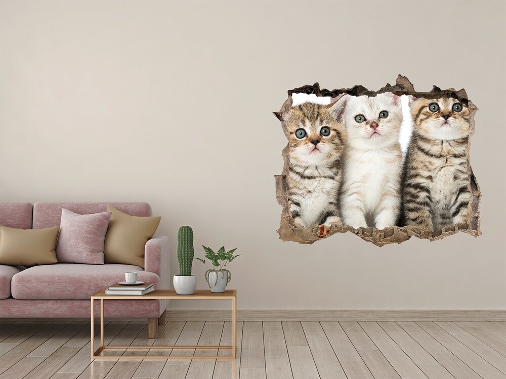 Hole in the wall decal Little cats