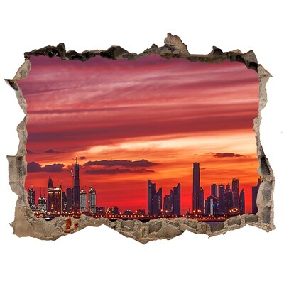 Hole in the wall sticker Sunset over Dubai