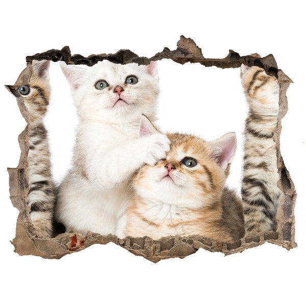 Hole in the wall decal Small cats sticker