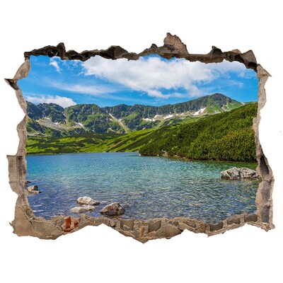 Hole in the wall sticker A mountain lake surrounded by greenery