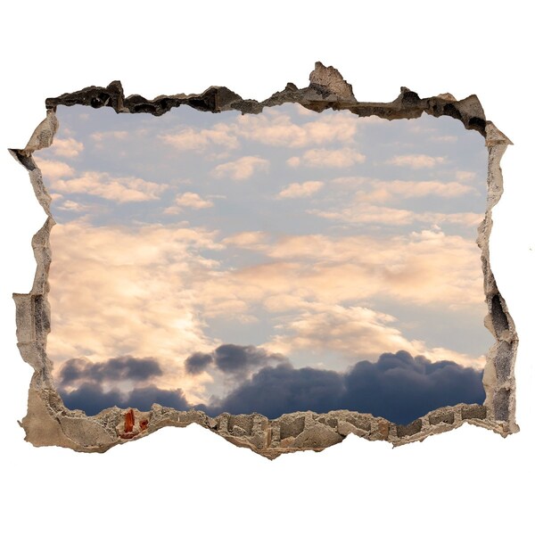 3D wall hole wallpaper Clouds in the sky