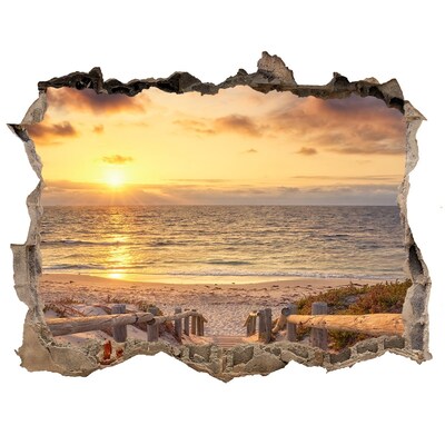 Hole in the wall decal Sunset over the beach
