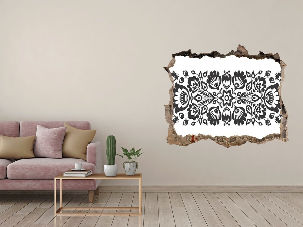 Hole in the wall decal Folk flowers