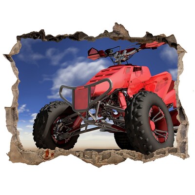 Hole wall sticker Red quad in a desert landscape