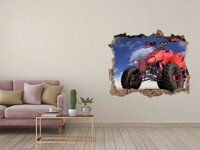 Hole wall sticker Red quad in a desert landscape