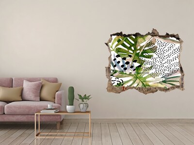 Hole in the wall sticker Tropical leaves