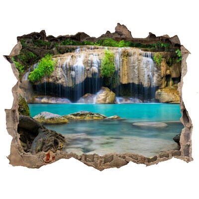 Hole wall sticker Waterfall in the forest