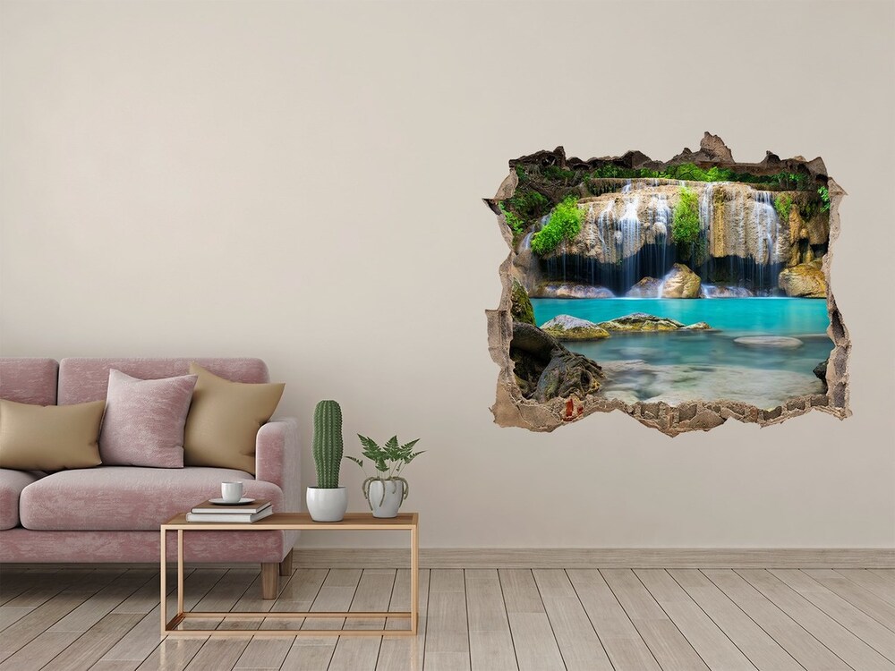 Hole wall sticker Waterfall in the forest