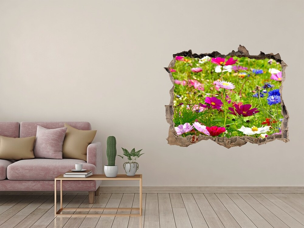 Hole wall sticker Field flowers