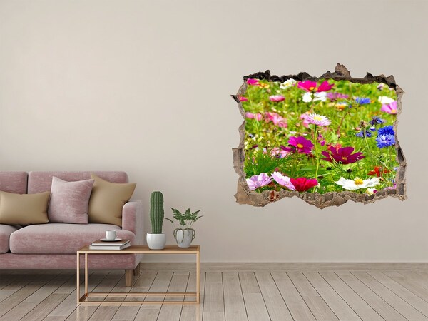 Hole wall sticker A flower paradise behind the wall