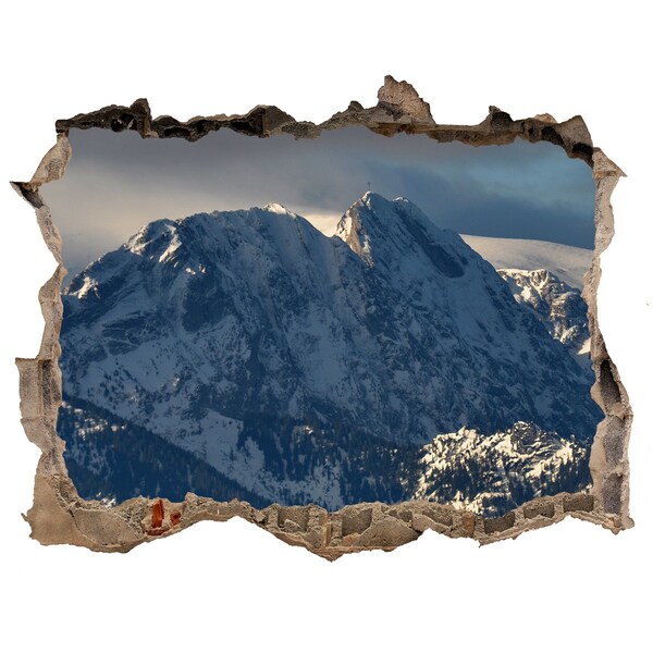 Hole in the wall decal Mountains in winter scenery