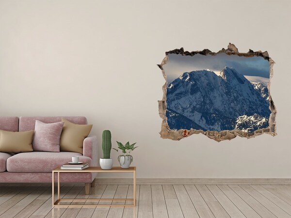 Hole in the wall decal Mountains in winter scenery