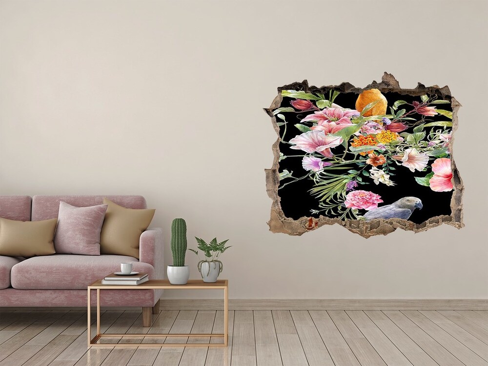 Hole wall sticker Flowers and birds