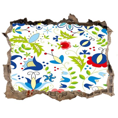 3D wall hole Floral pattern on a concrete background