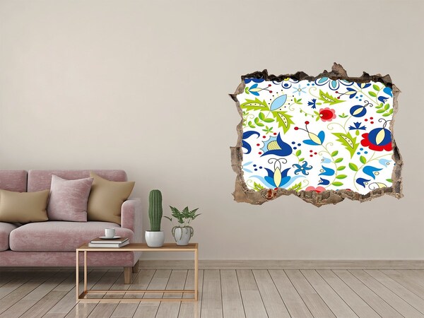 3D wall hole Floral pattern on a concrete background