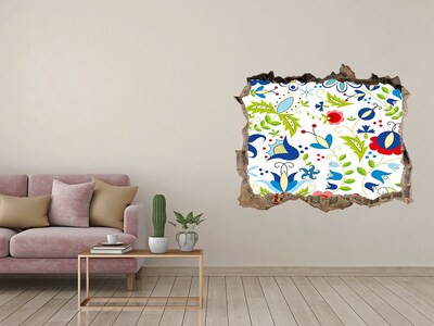 3D wall hole Floral pattern on a concrete background